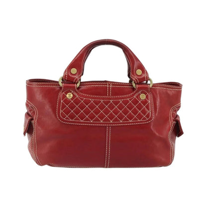 Celine Boogie Satchel Leather, Red, Leather, Handbag