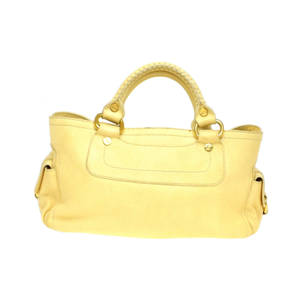 Celine Boogie Satchel Leather, Yellow, Leather, Handbag