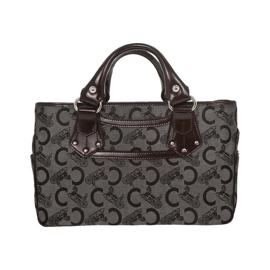 Celine Boogie Satchel Macadam, Brown, Canvas, Handbag