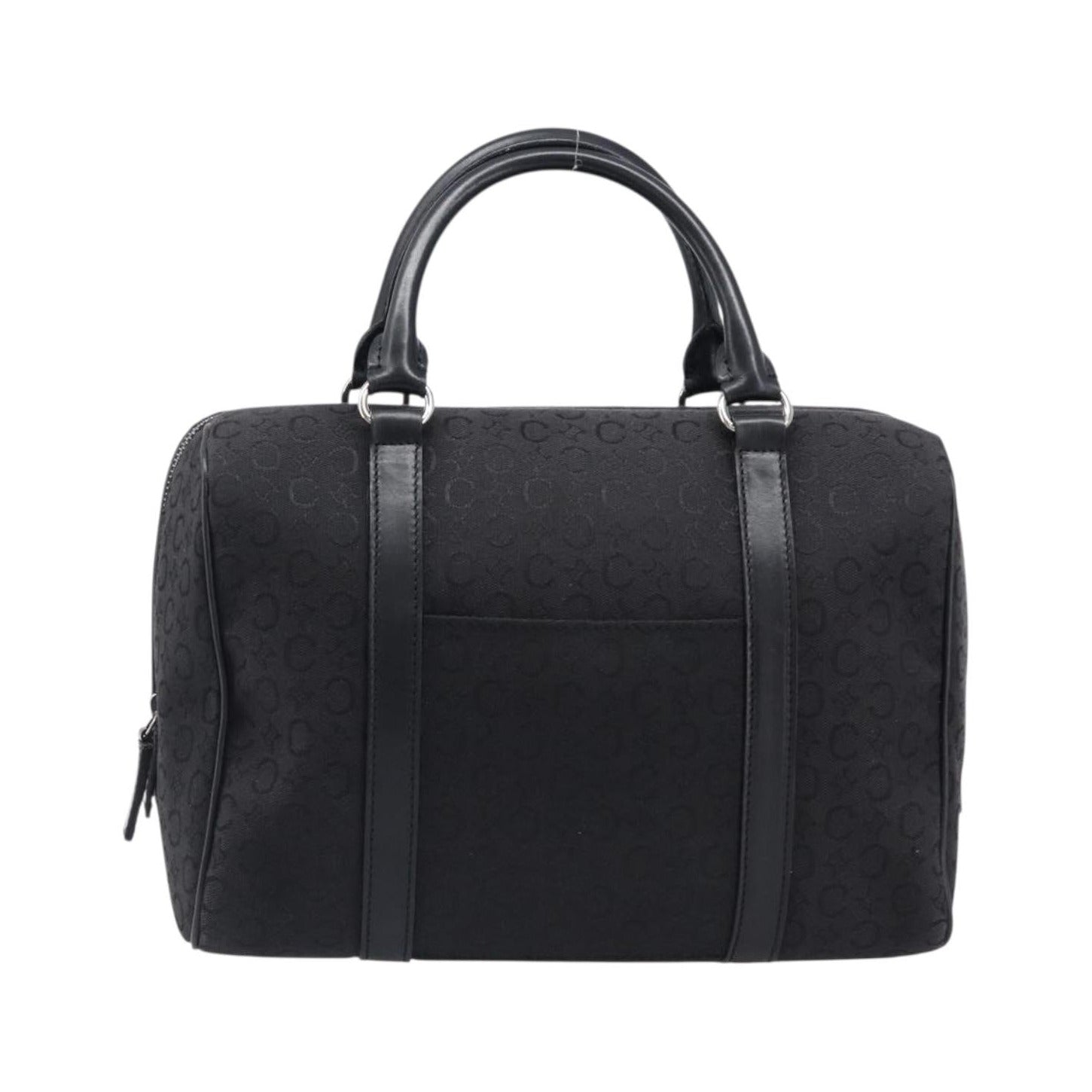 Celine Boston C Macadam Canvas, Black, Canvas, Handbag