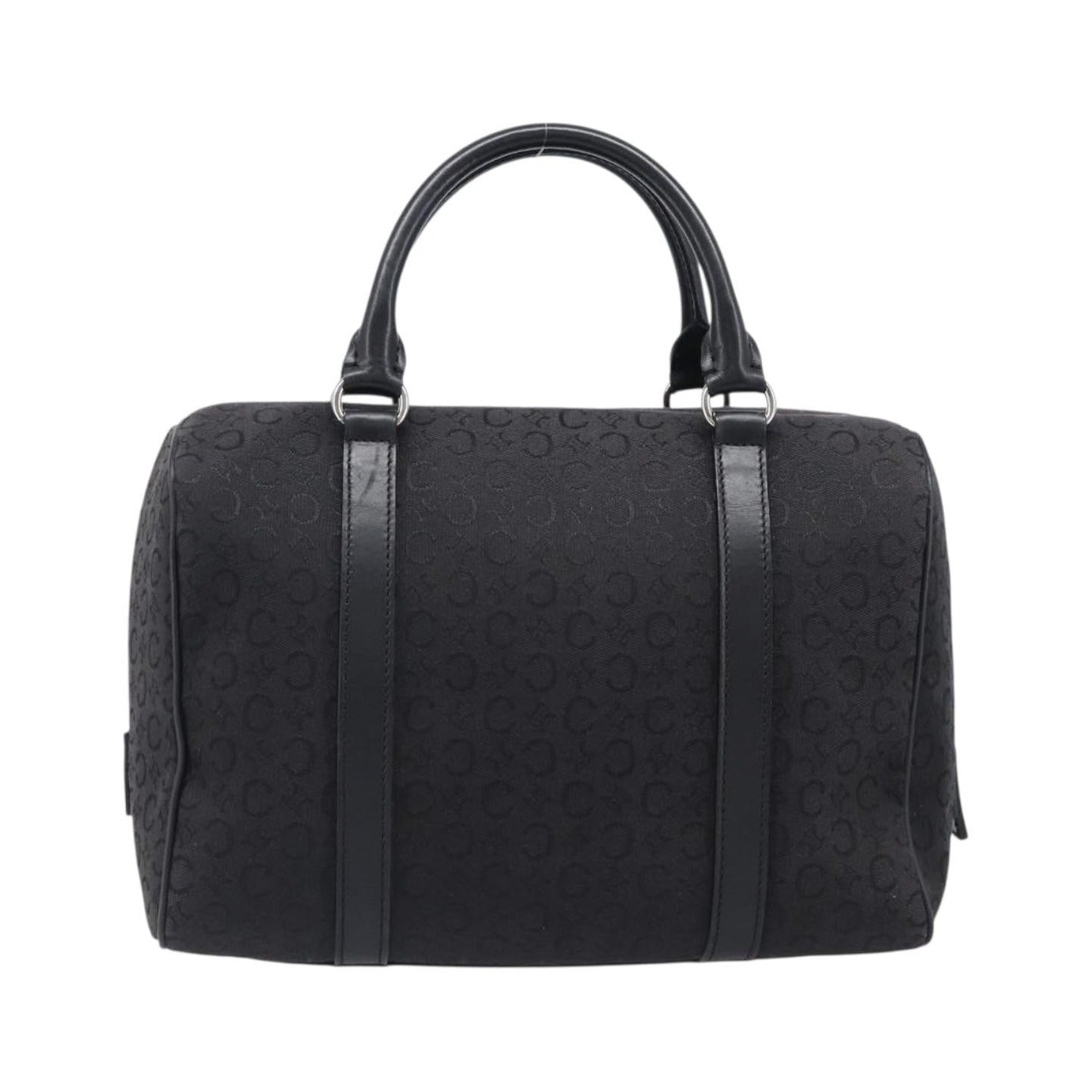 Celine Boston C Macadam Canvas, Black, Canvas, Handbag