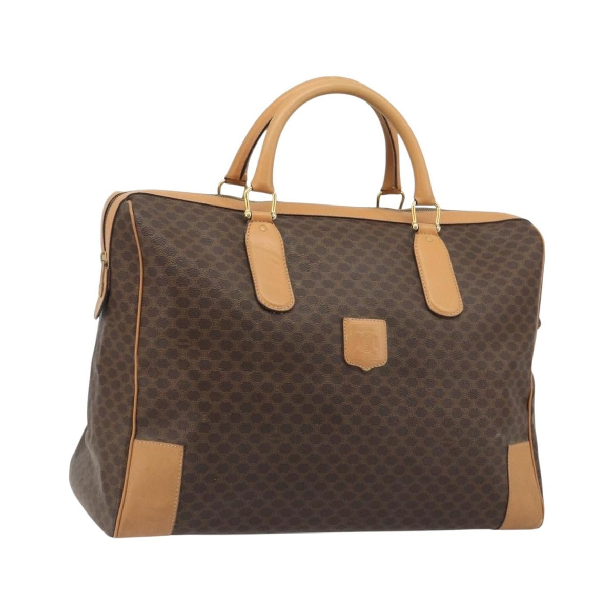 Celine Boston C Macadam Canvas, Brown, Canvas, Handbag