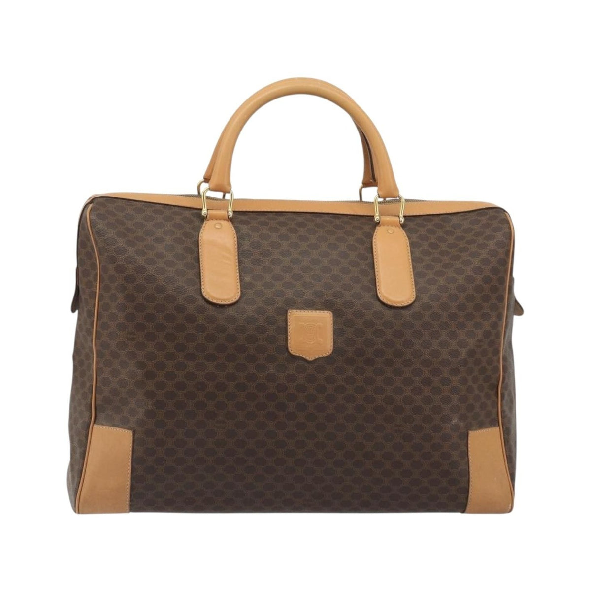 Celine Boston C Macadam Canvas, Brown, Canvas, Handbag