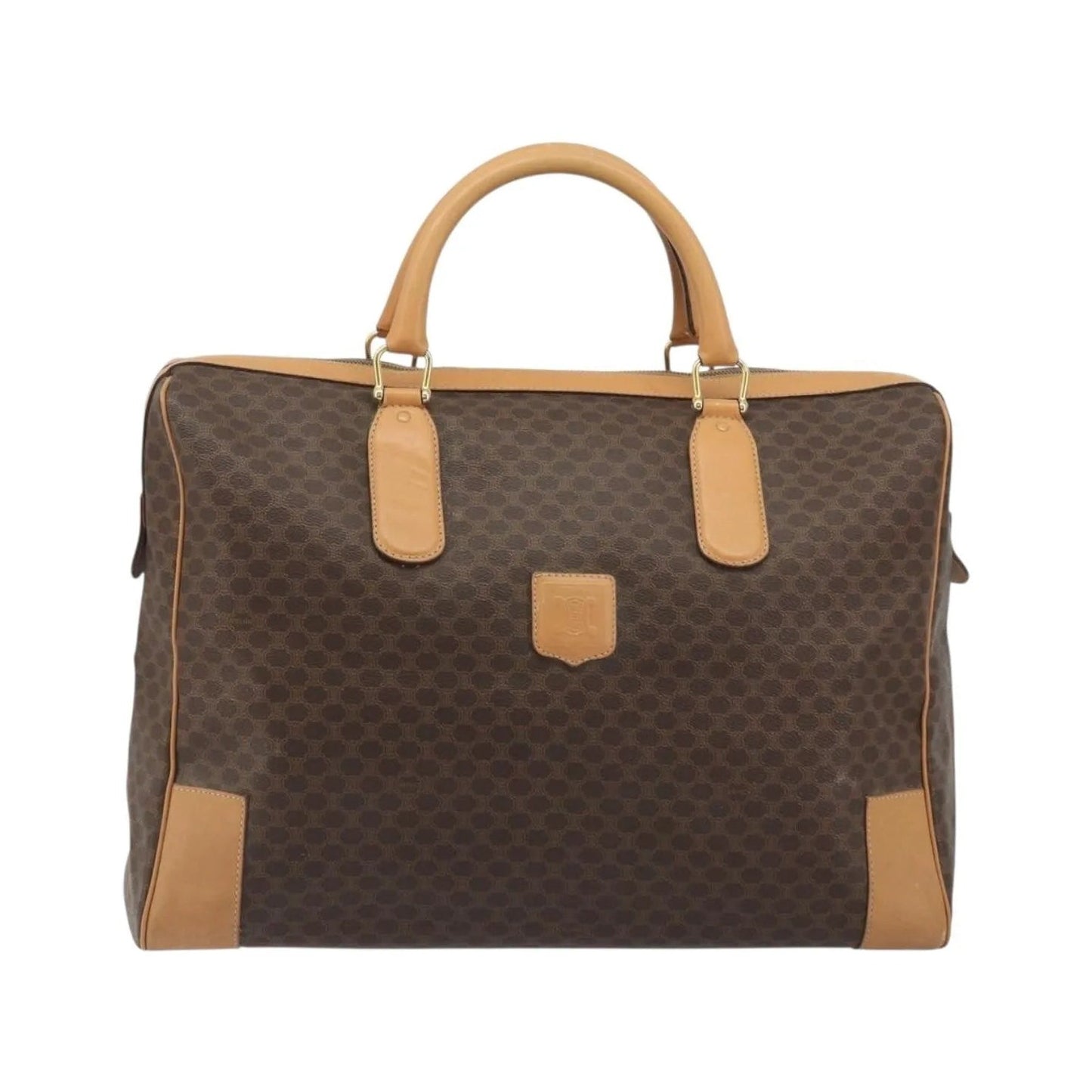 Celine boston Macadam Canvas, Brown, PVC, Travel Bag