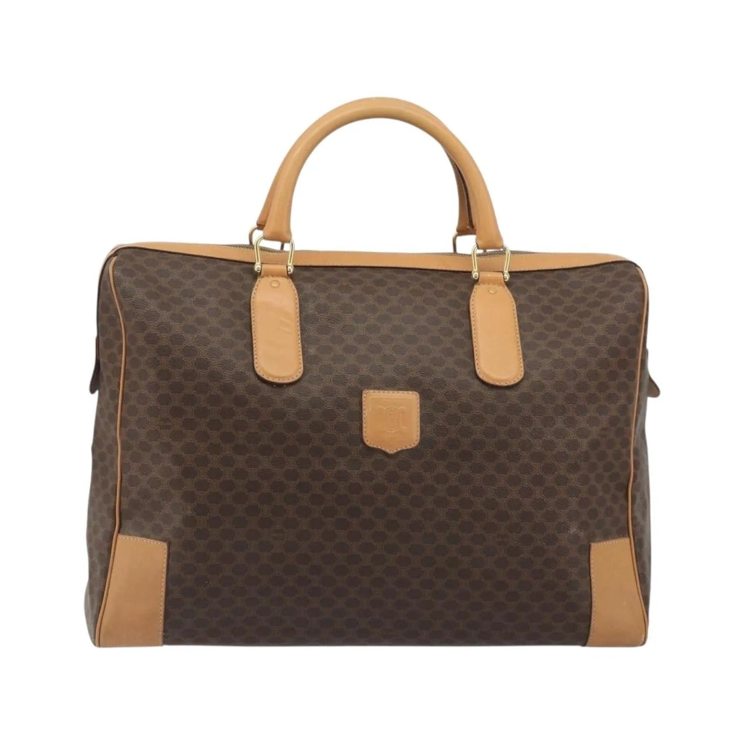 Celine boston Macadam Canvas, Brown, PVC, Travel Bag