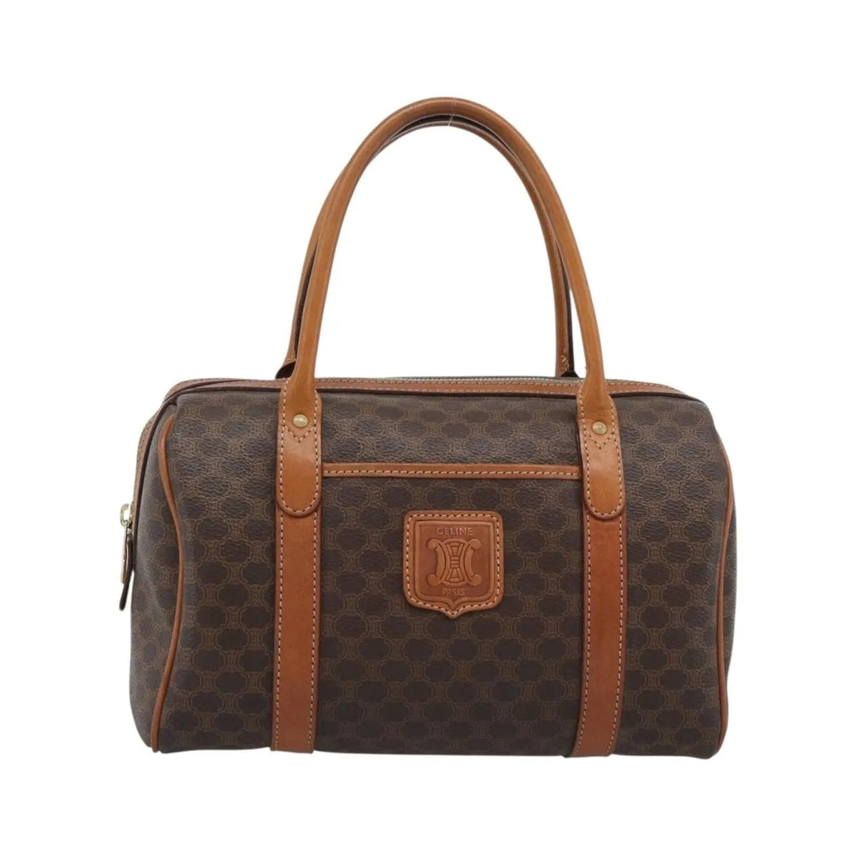 Celine boston Macadam Canvas, Brown, PVC, Travel Bag
