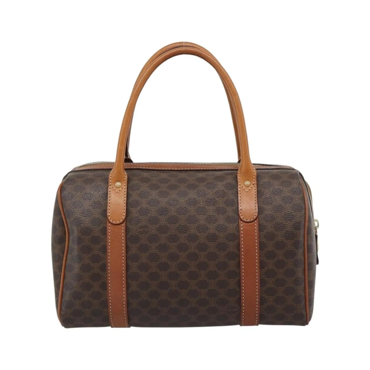 Celine boston Macadam Canvas, Brown, PVC, Travel Bag