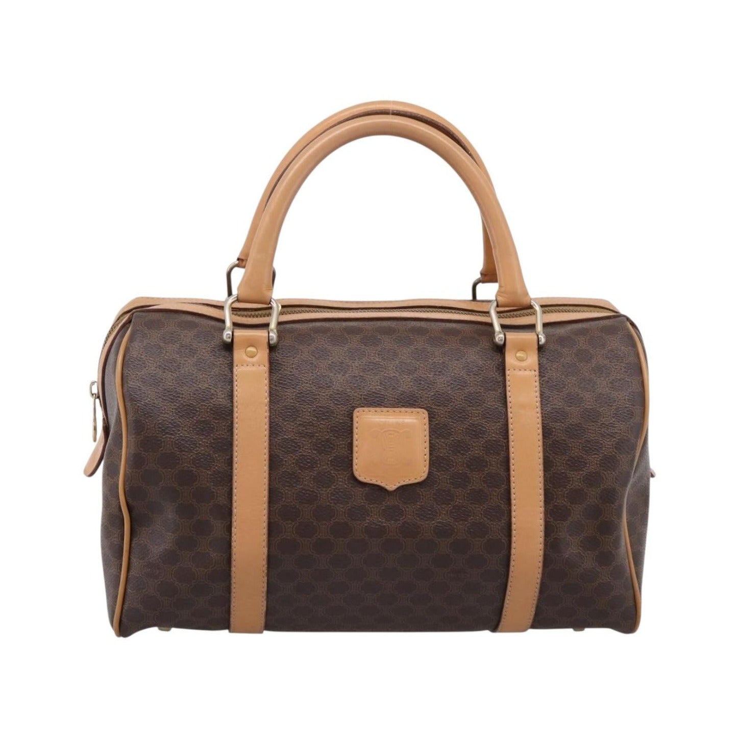 Celine boston Macadam Canvas, Brown, Canvas, Travel Bag