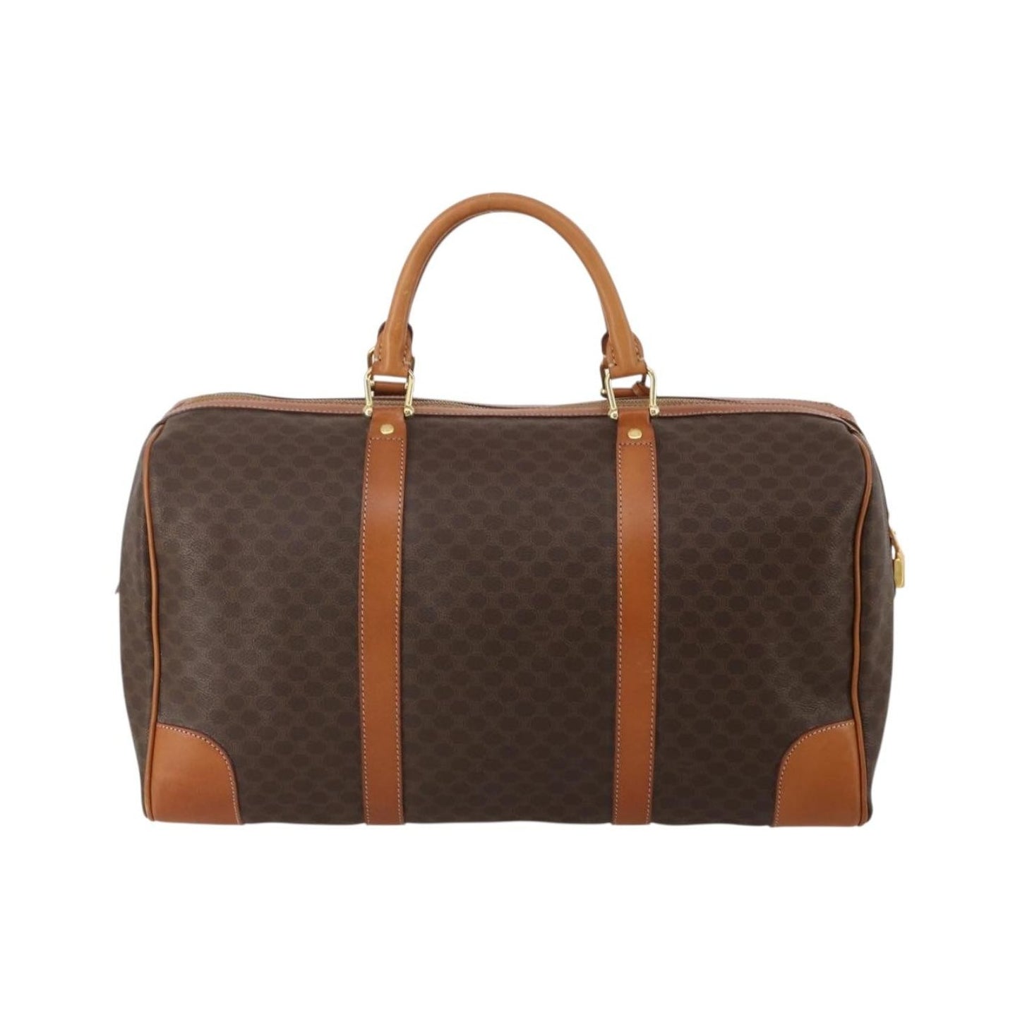 Celine Boston Triomphe Coated Canvas, Brown, PVC, Handbag