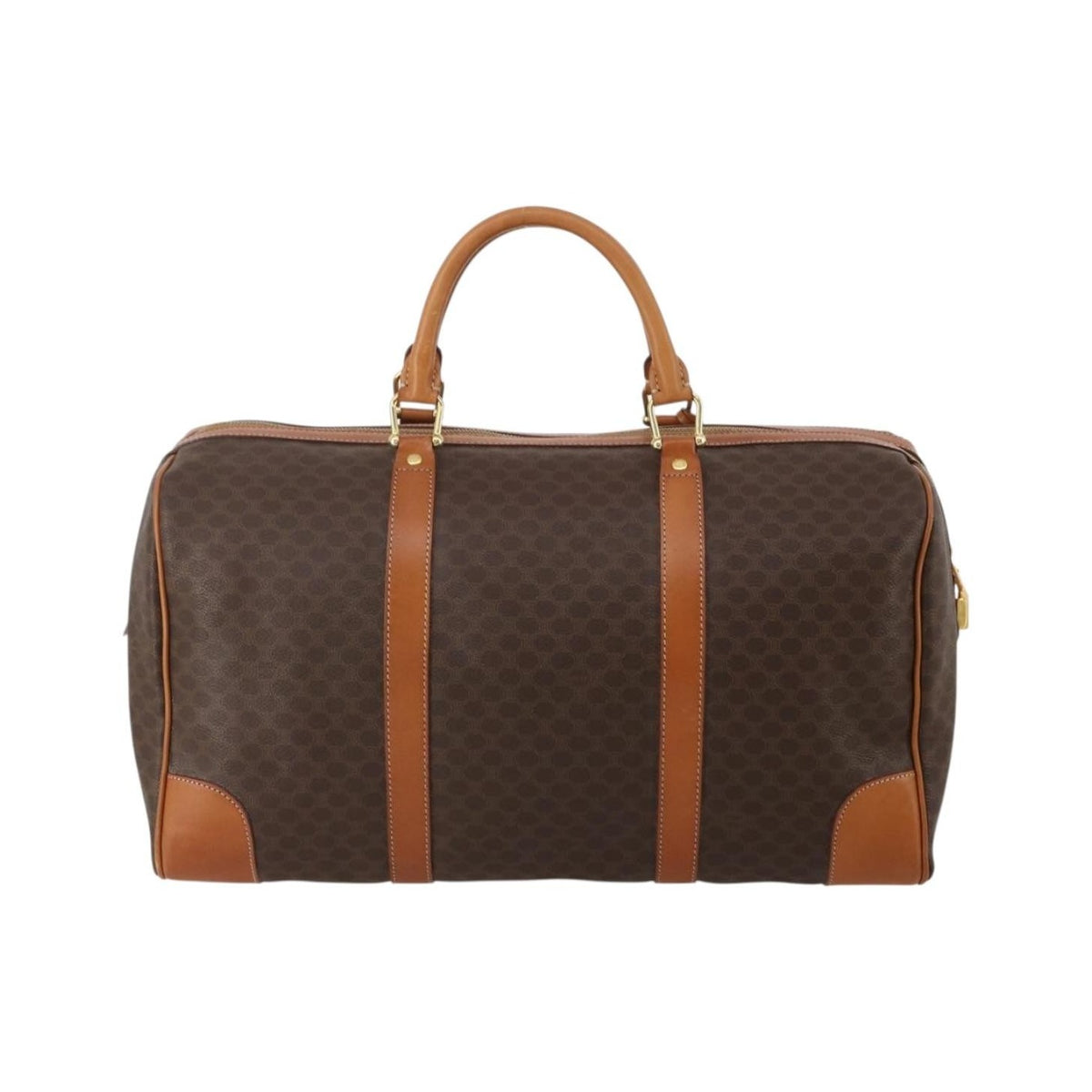 Celine Boston Triomphe Coated Canvas, Brown, PVC, Handbag