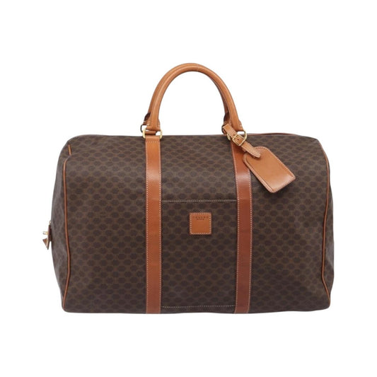 Celine Boston Triomphe Coated Canvas, Brown, Canvas, Handbag