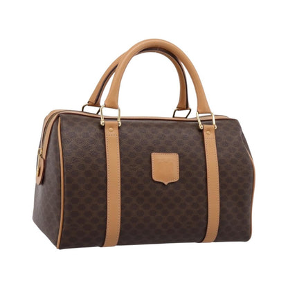 Celine Boston Triomphe XL Coated Canvas, Brown, PVC, Handbag
