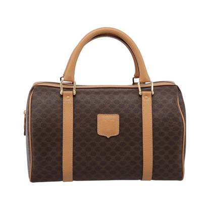 Celine Boston Triomphe XL Coated Canvas, Brown, PVC, Handbag