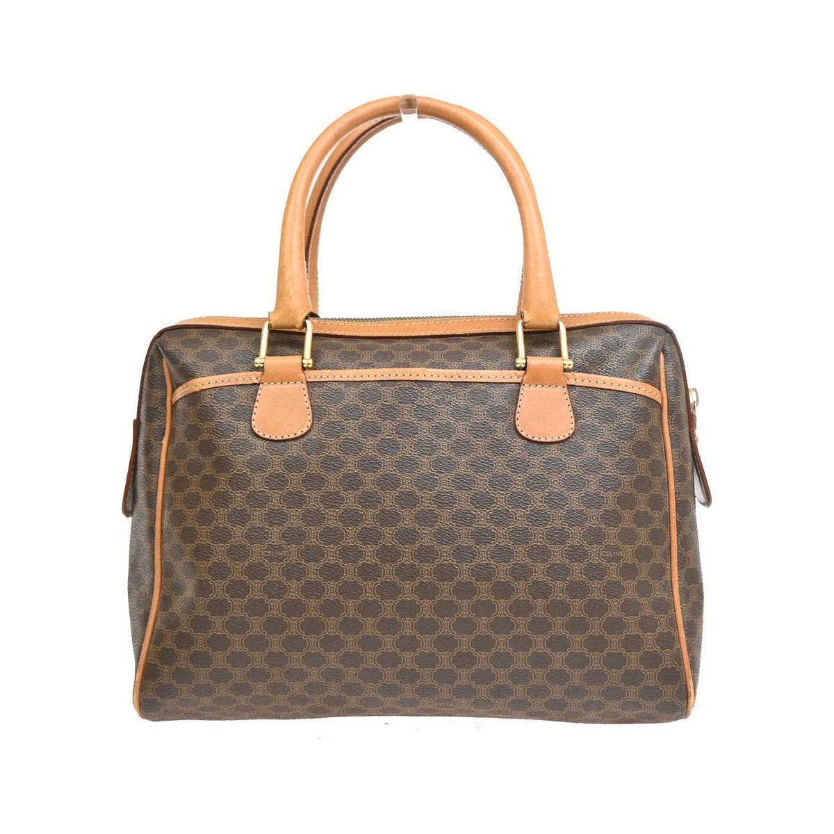 Celine Boston Triomphe XL Coated Canvas, Brown, Canvas, Handbag