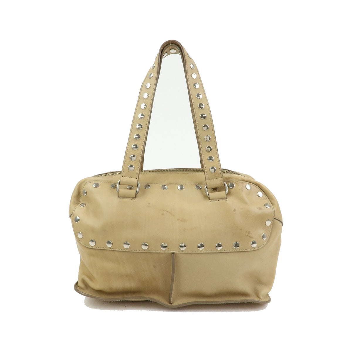 Celine Bowling Leather, Beige, Leather, Handbag