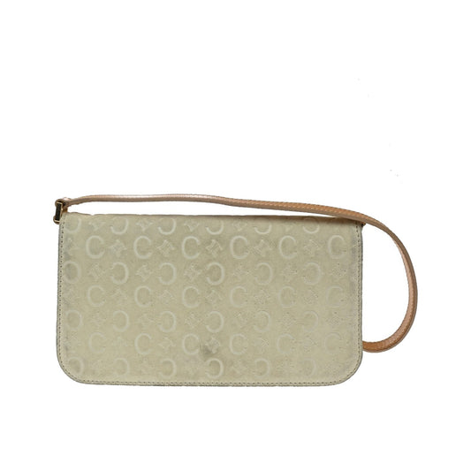 Celine C Macadam Shoulder Suede, Beige, Suede, Clutch