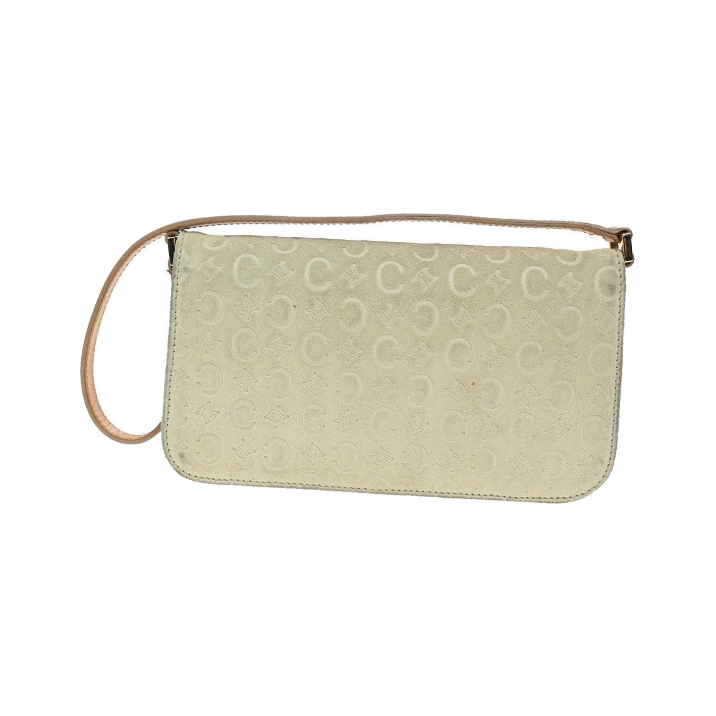 Celine C Macadam Shoulder Suede, Beige, Suede, Clutch