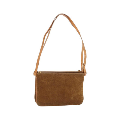 Celine C Macadam Shoulder Suede, Brown, Suede, Handbag