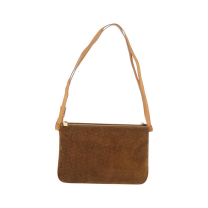 Celine C Macadam Shoulder Suede, Brown, Suede, Handbag