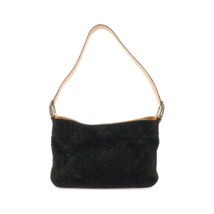 Celine C Macadam Shoulder Suede, Black, Suede, Handbag