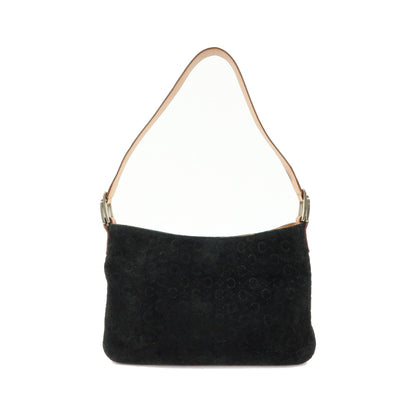 Celine C Macadam Shoulder Suede, Black, Suede, Handbag