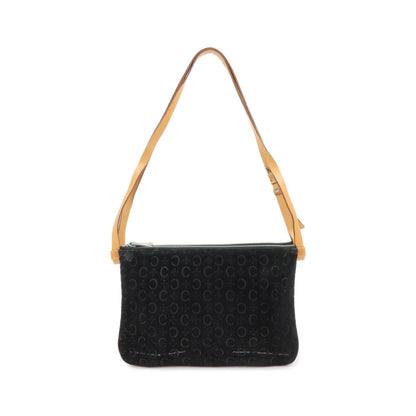 Celine C Macadam Shoulder Suede, Black, Suede, Handbag