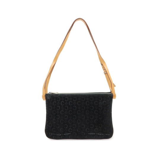 Celine C Macadam Shoulder Suede, Black, Suede, Handbag