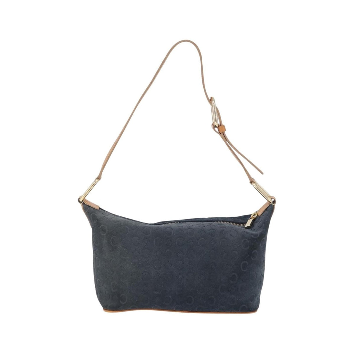 Celine C Macadam Shoulder Suede, Navy, Suede, Handbag