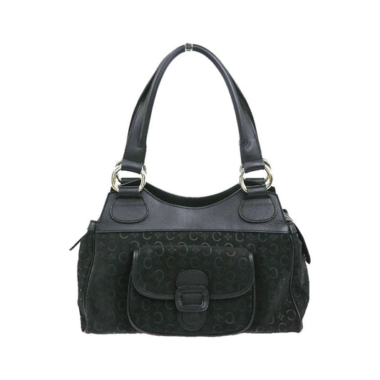Celine C Macadam Suede, Black, Suede, Shoulder Bag