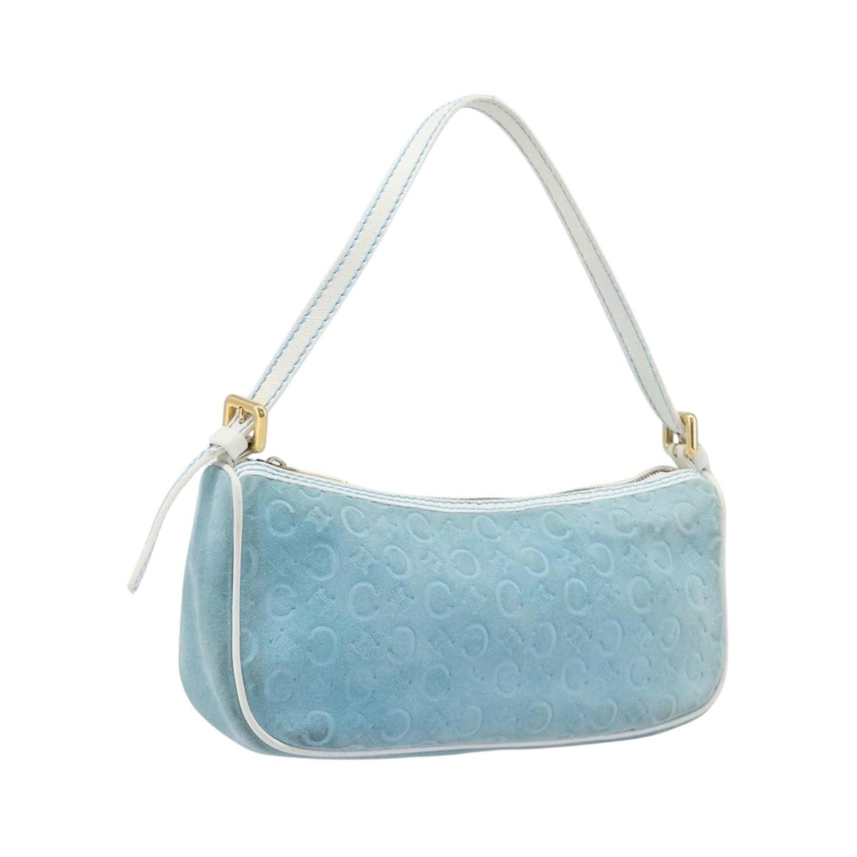 Celine C Macadam Suede, Turquoise, Suede, Handbag