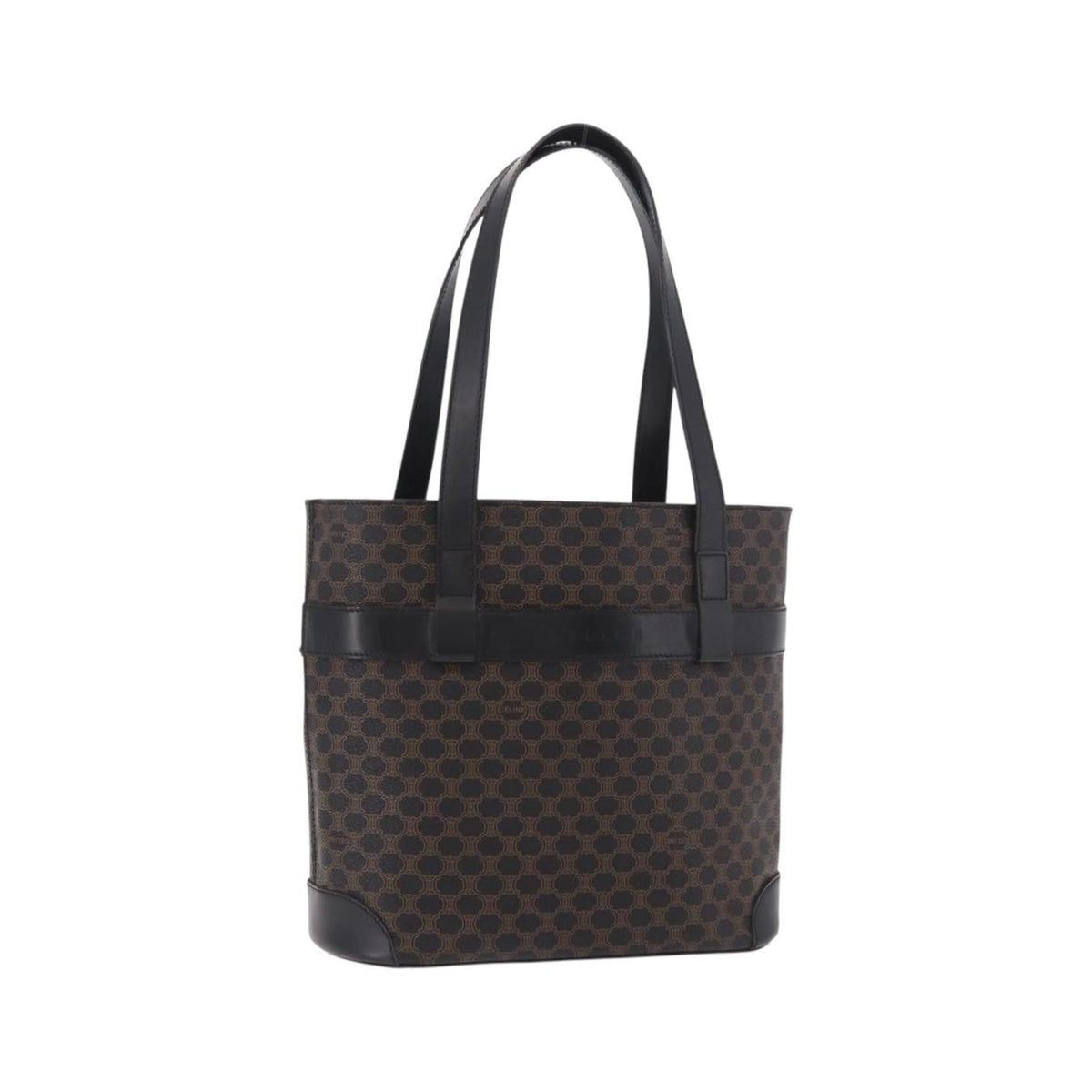 Celine C Macadam Tote PVC leather/ Macadam canvas, Black, Canvas, Shoulder Bag