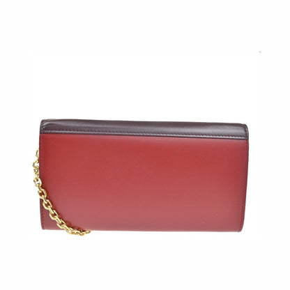 Celine C Wallet on Chain Leather, Black, Leather, Clutch