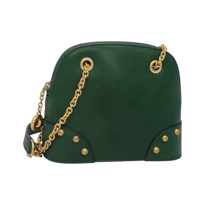 Celine Chain Vertical Quilted Lambskin, Green, Leather, Shoulder Bag