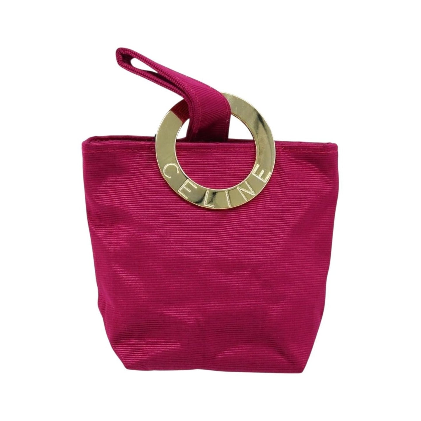 Celine Circle Logo Canvas, Pink, Canvas, Clutch