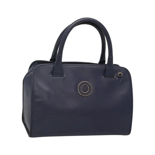 Celine Circle Logo Leather, Blue, Leather, Handbag