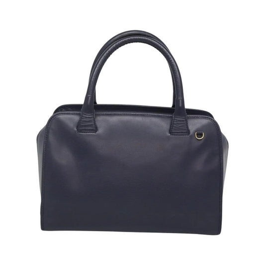Celine Circle Logo Leather, Blue, Leather, Handbag