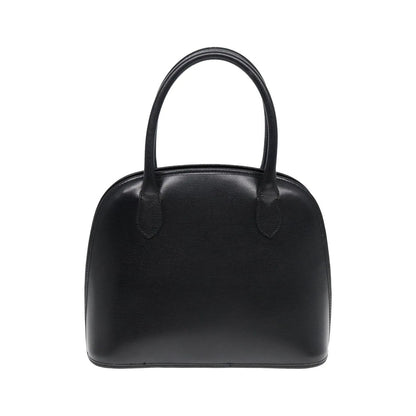 Celine Circle Logo Leather, Black, Leather, Handbag