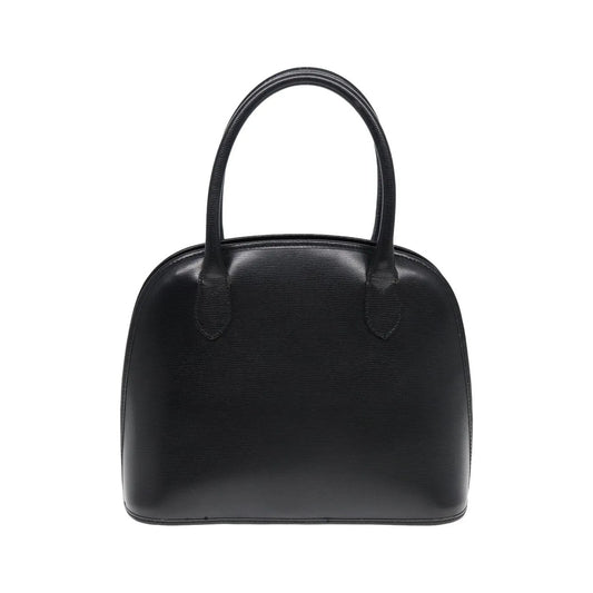 Celine Circle Logo Leather, Black, Leather, Handbag