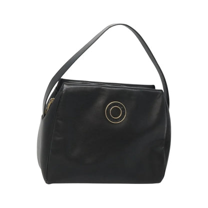Celine Circle Logo Leather, Black, Leather, Handbag