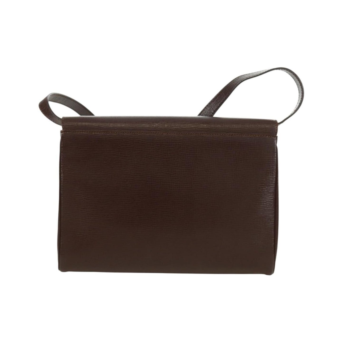Celine Circle Logo Leather, Brown, Leather, Shoulder Bag