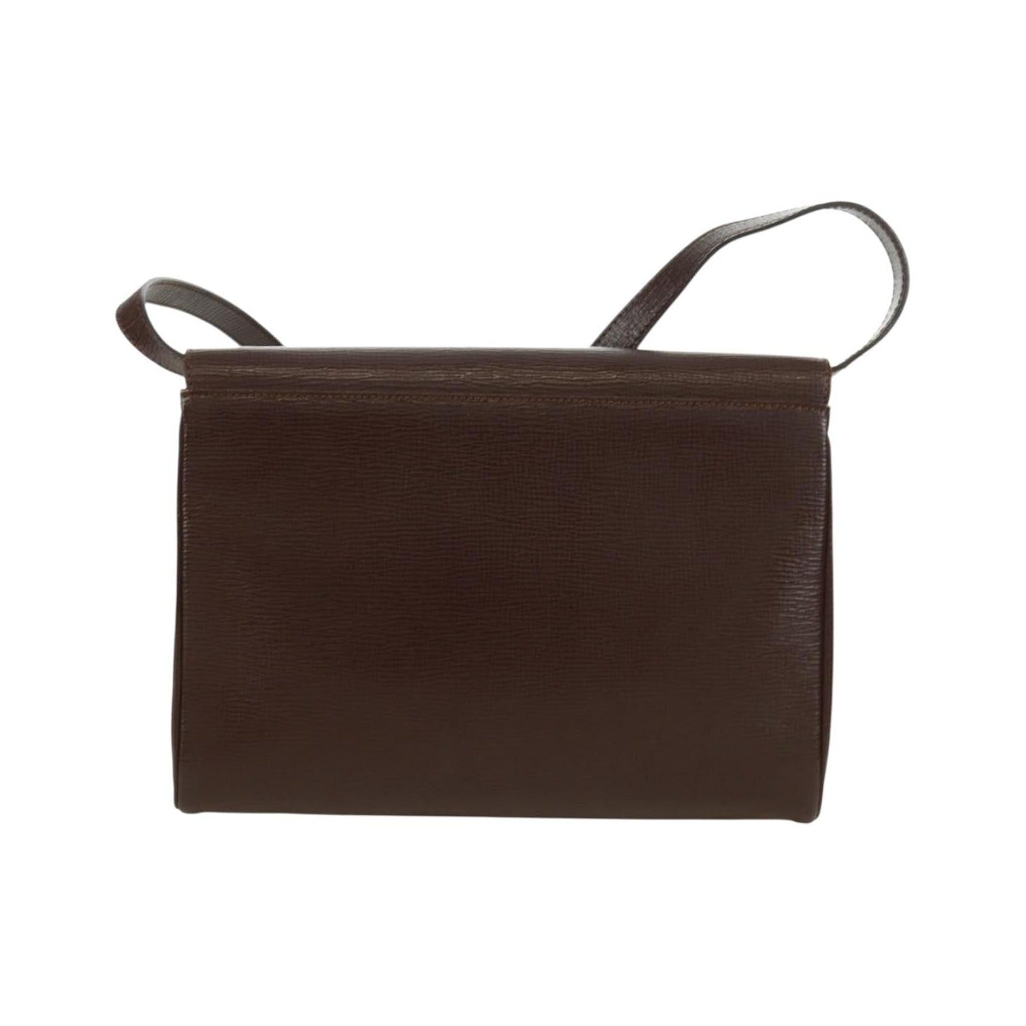 Celine Circle Logo Leather, Brown, Leather, Shoulder Bag