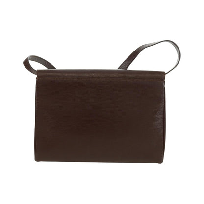 Celine Circle Logo Leather, Brown, Leather, Shoulder Bag