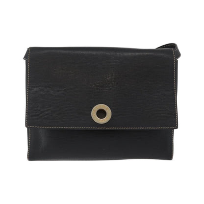 Celine Circle Logo Leather, Black, Leather, Shoulder Bag