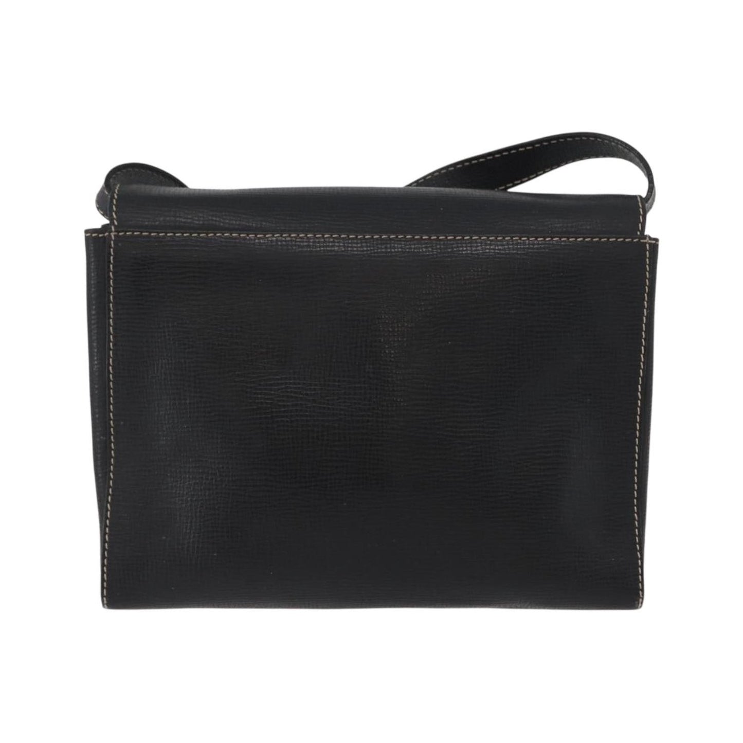 Celine Circle Logo Leather, Black, Leather, Shoulder Bag