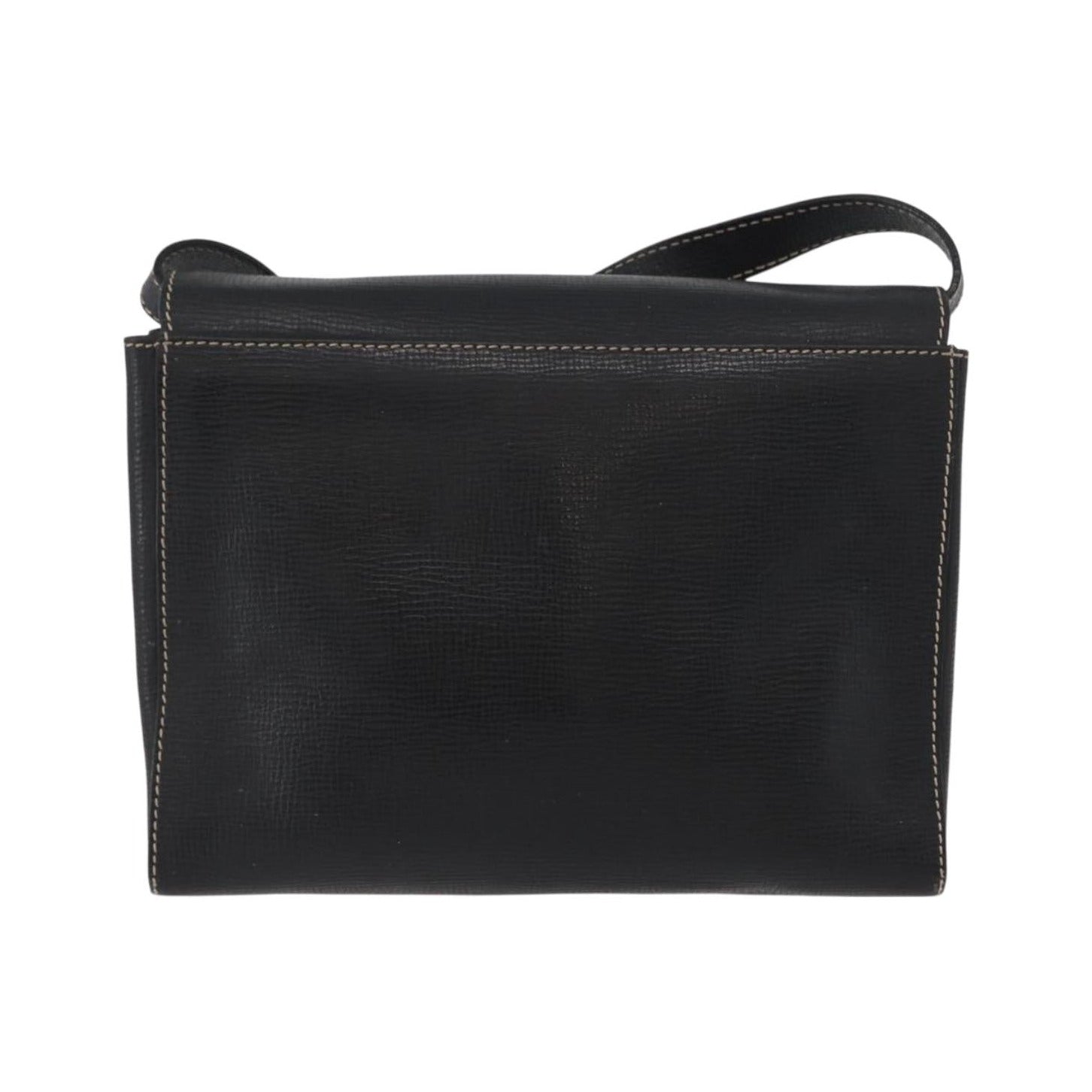 Celine Circle Logo Leather, Black, Leather, Shoulder Bag