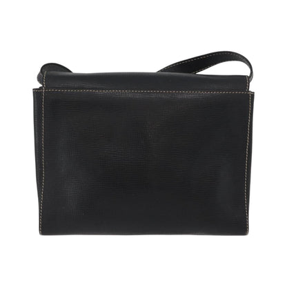 Celine Circle Logo Leather, Black, Leather, Shoulder Bag
