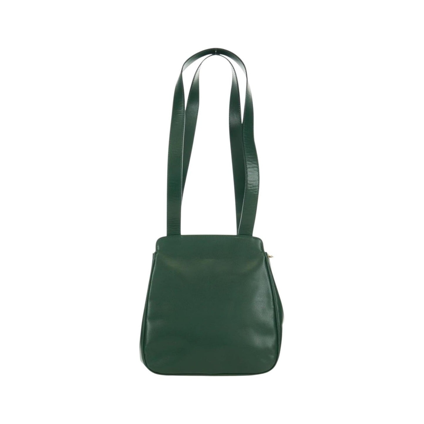 Celine Circle Logo Leather, Green, Leather, Shoulder Bag