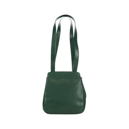 Celine Circle Logo Leather, Green, Leather, Shoulder Bag
