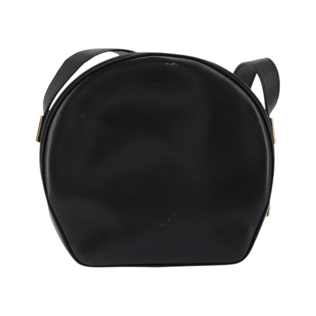 Celine Circle Logo Leather, Black, Leather, Shoulder Bag