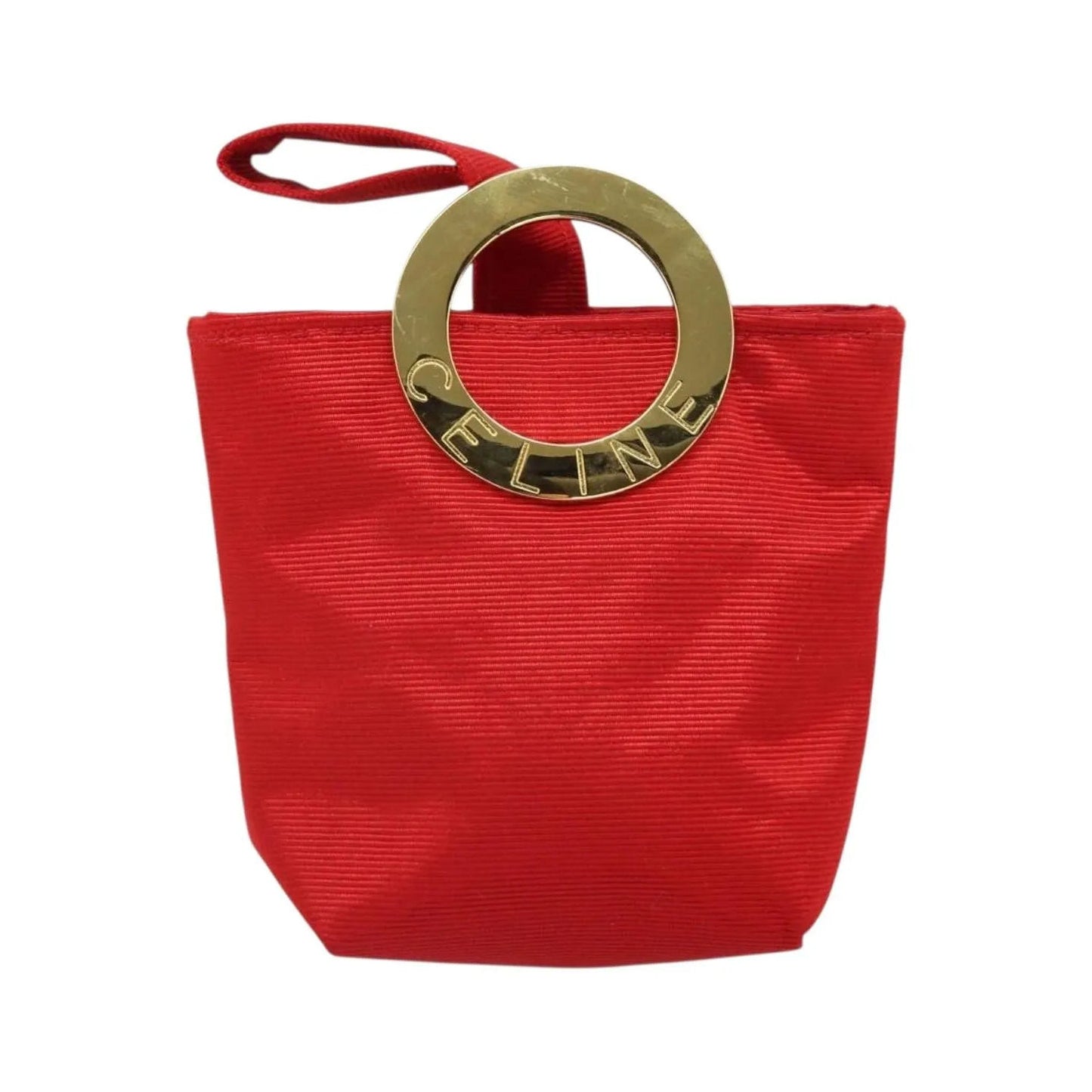 Celine Circle Logo Nylon, Red, Nylon, Clutch